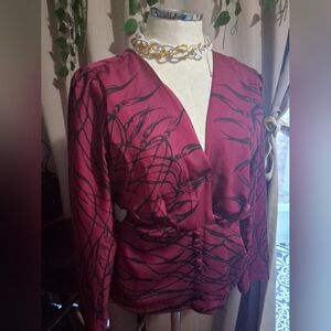 Elegant Red Patterned Women's Blouse 12